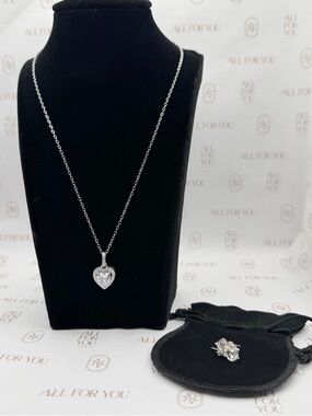NWT 925/950 Sterling Silver Statement Heart Set | 20mm CZ Heart & 5mm Studs